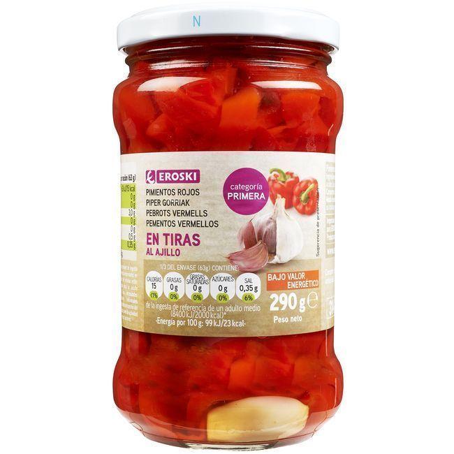 Eroski Pimiento rojo en tiras EROSKI frasco 190 g