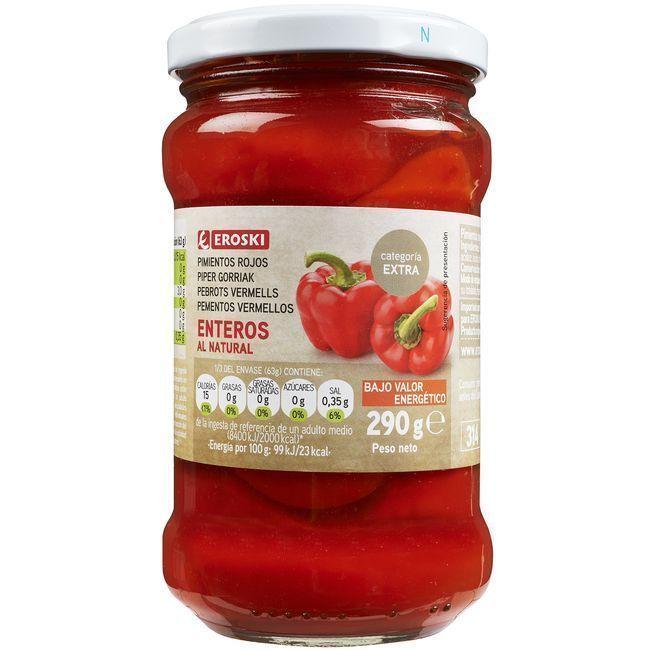 Eroski Pimiento rojo entero EROSKI frasco 190 g