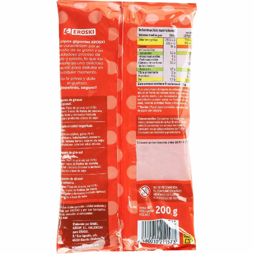 Eroski Pipa Gigante Aguasal EROSKI Bolsa 200 G