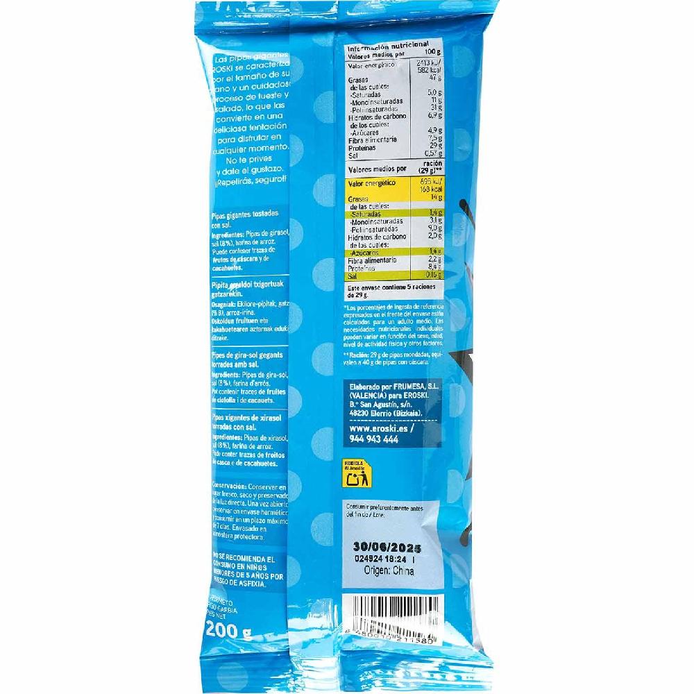 Eroski Pipa Gigante Con Sal EROSKI Bolsa 200 G