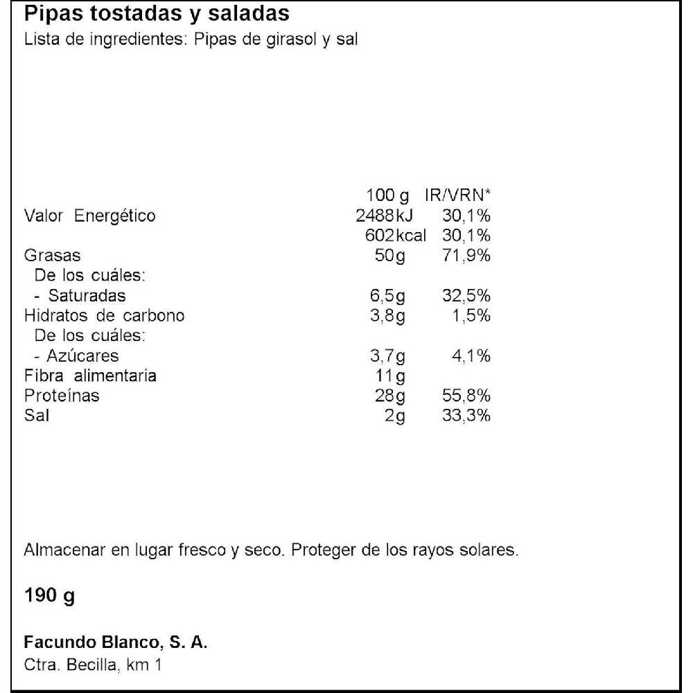 Eroski Pipas Supremas Aguasal FACUNDO Bolsa 190 G