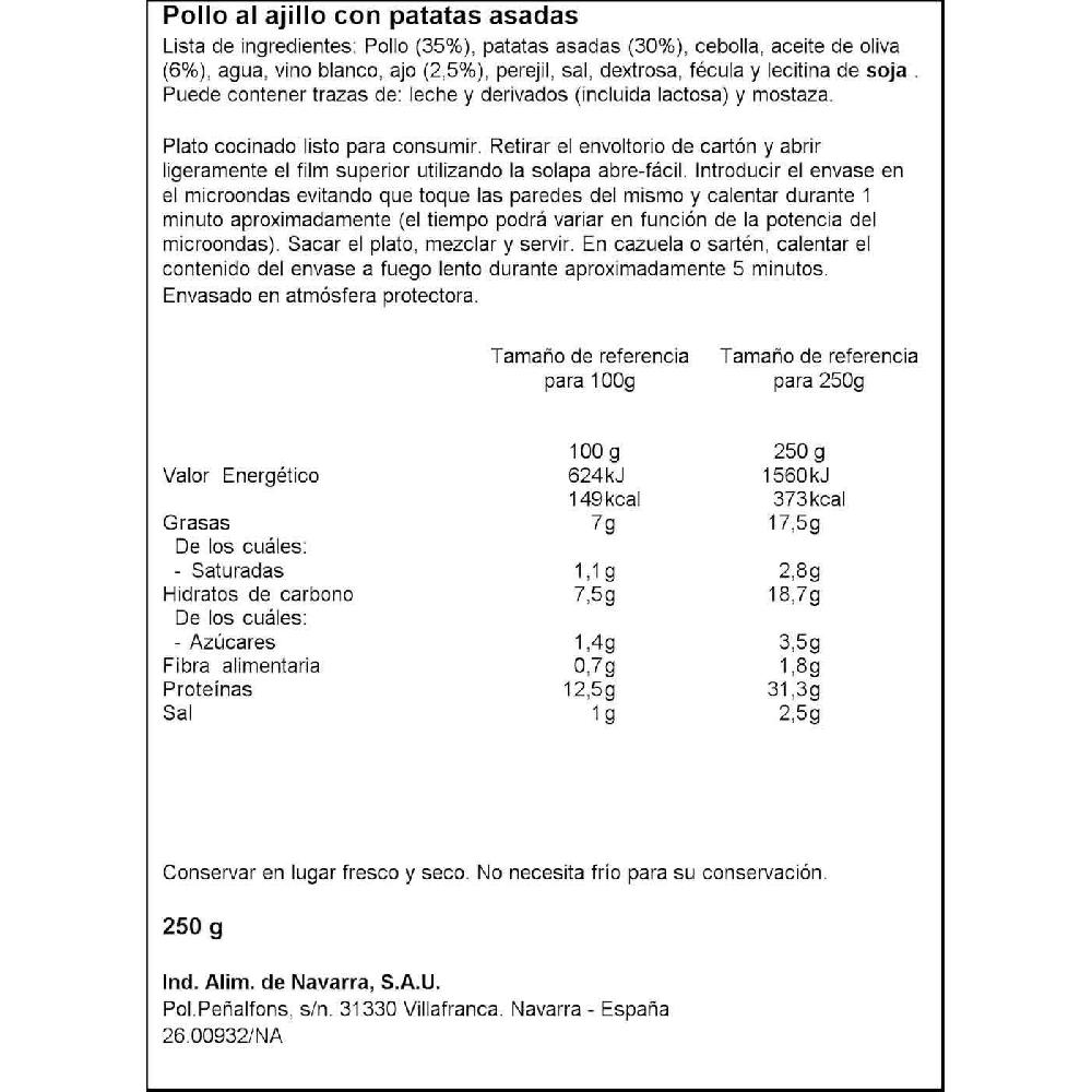 Eroski Pollo Al Ajillo CARRETILLA Bandeja 250 G