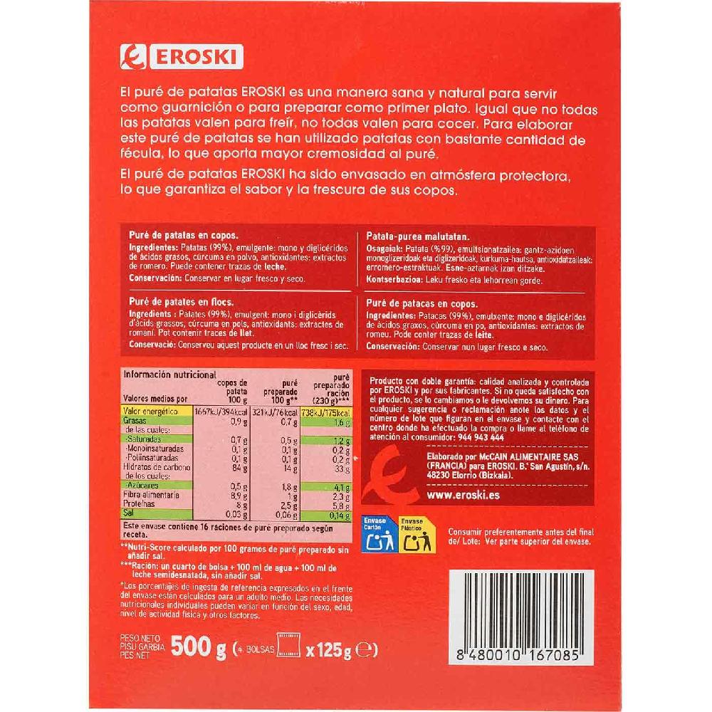 Eroski Puré De Patatas EROSKI Pack 4x125 G