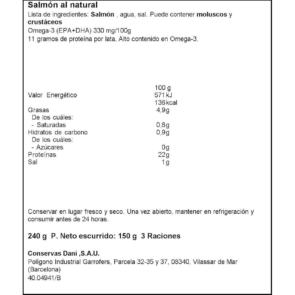 Eroski Salmón Al Natural DANI Pack 3x50 G