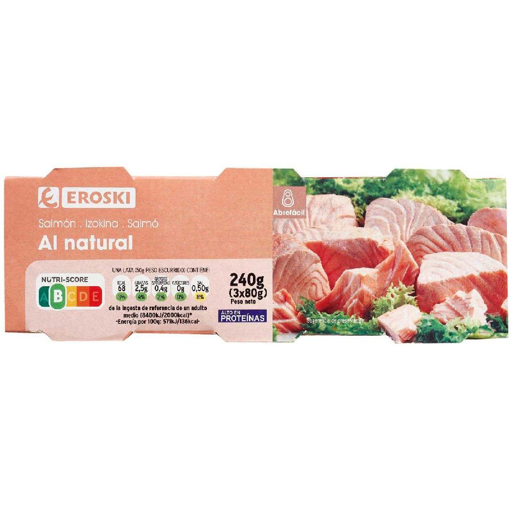 Eroski Salmón al natural EROSKI pack 3x50 g