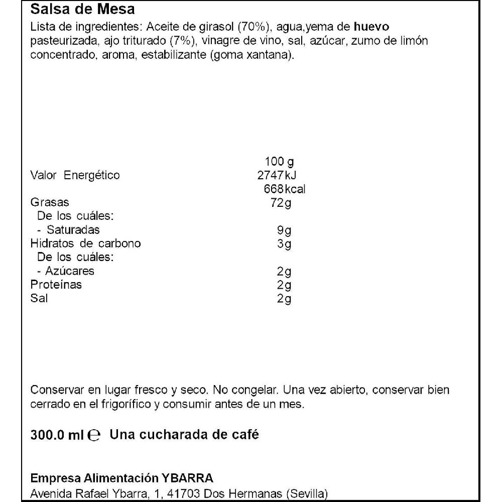 Eroski Salsa Alioli YBARRA Bocabajo 300 Ml
