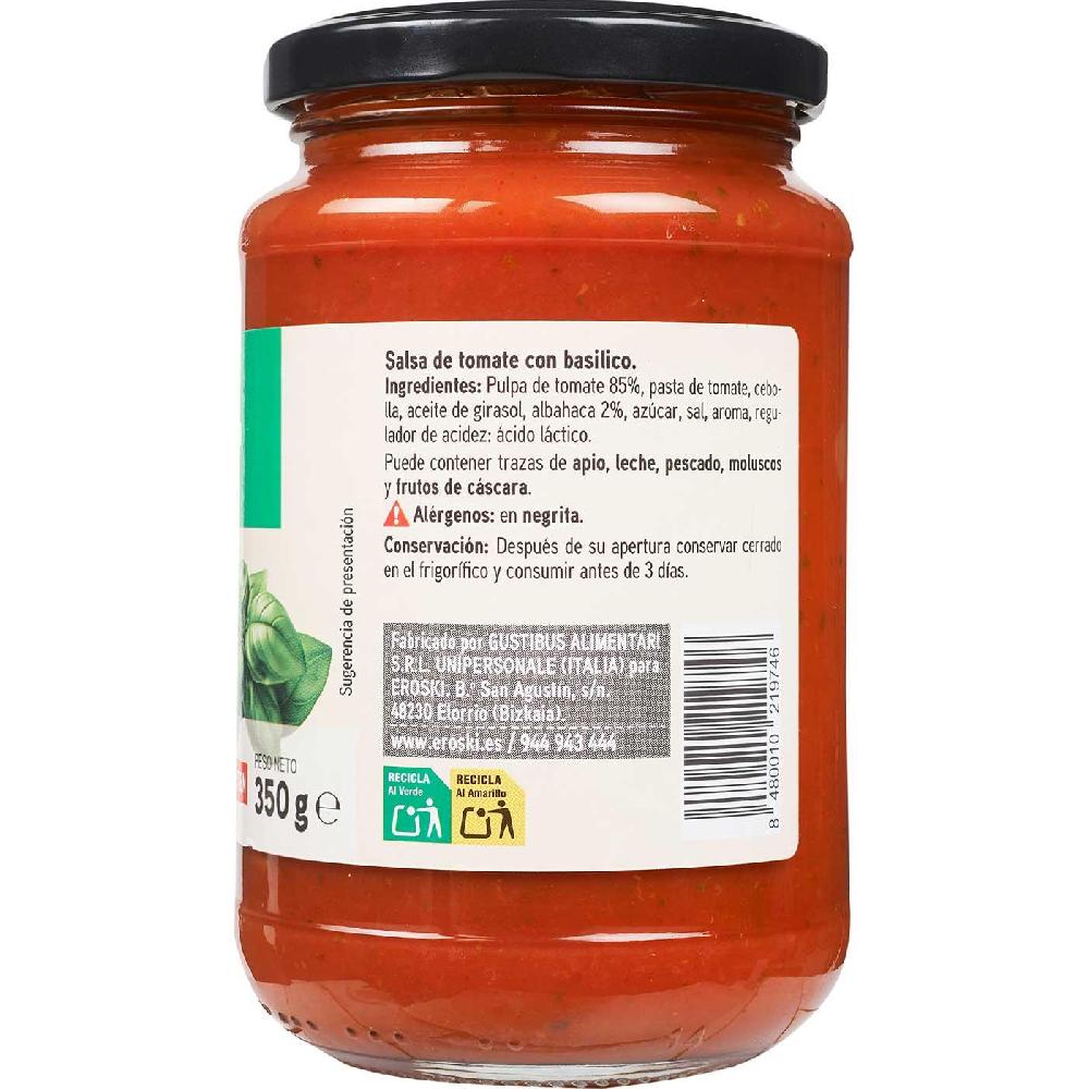 Eroski Salsa Basilico EROSKI Frasco 350 G