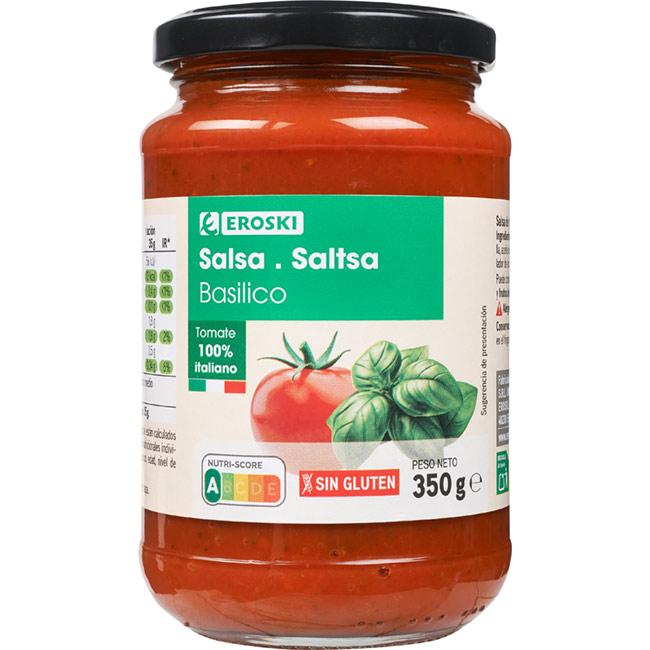 Eroski Salsa basilico EROSKI frasco 350 g