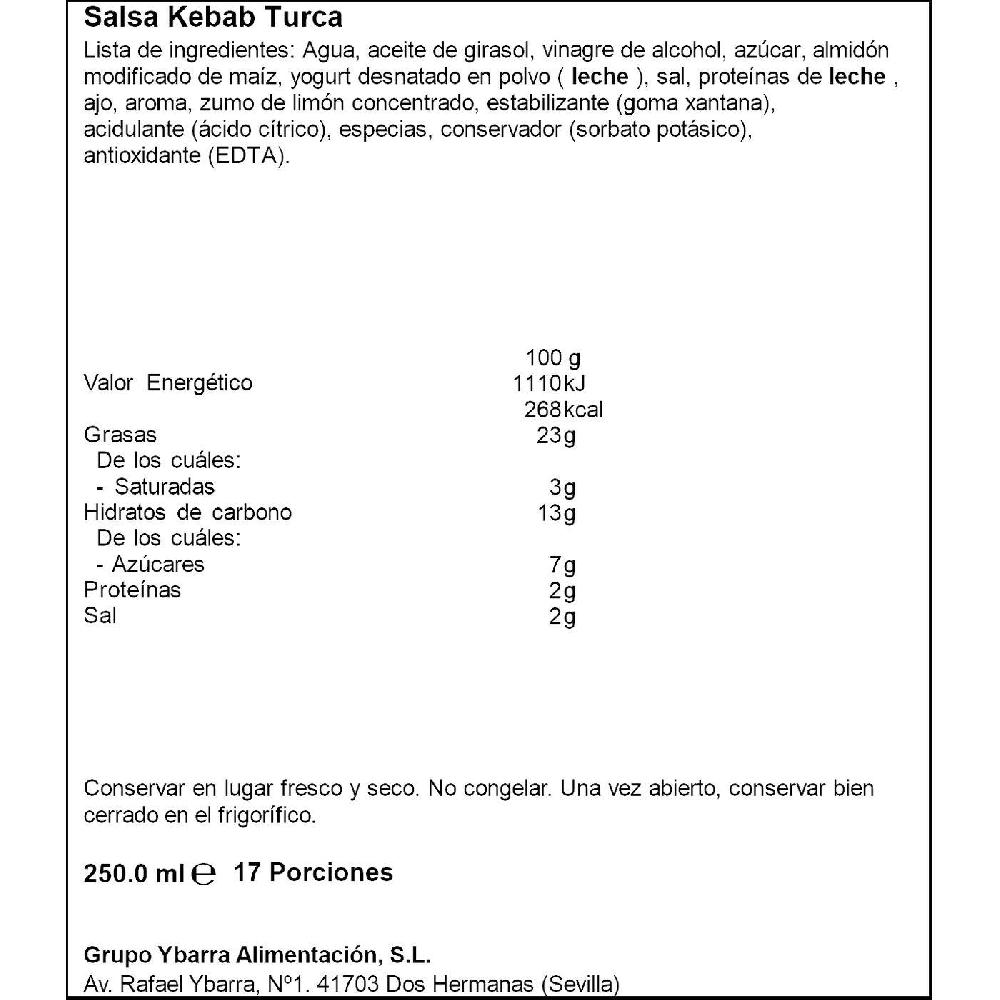 Eroski Salsa Kebab YBARRA Bocabajo 250 Ml