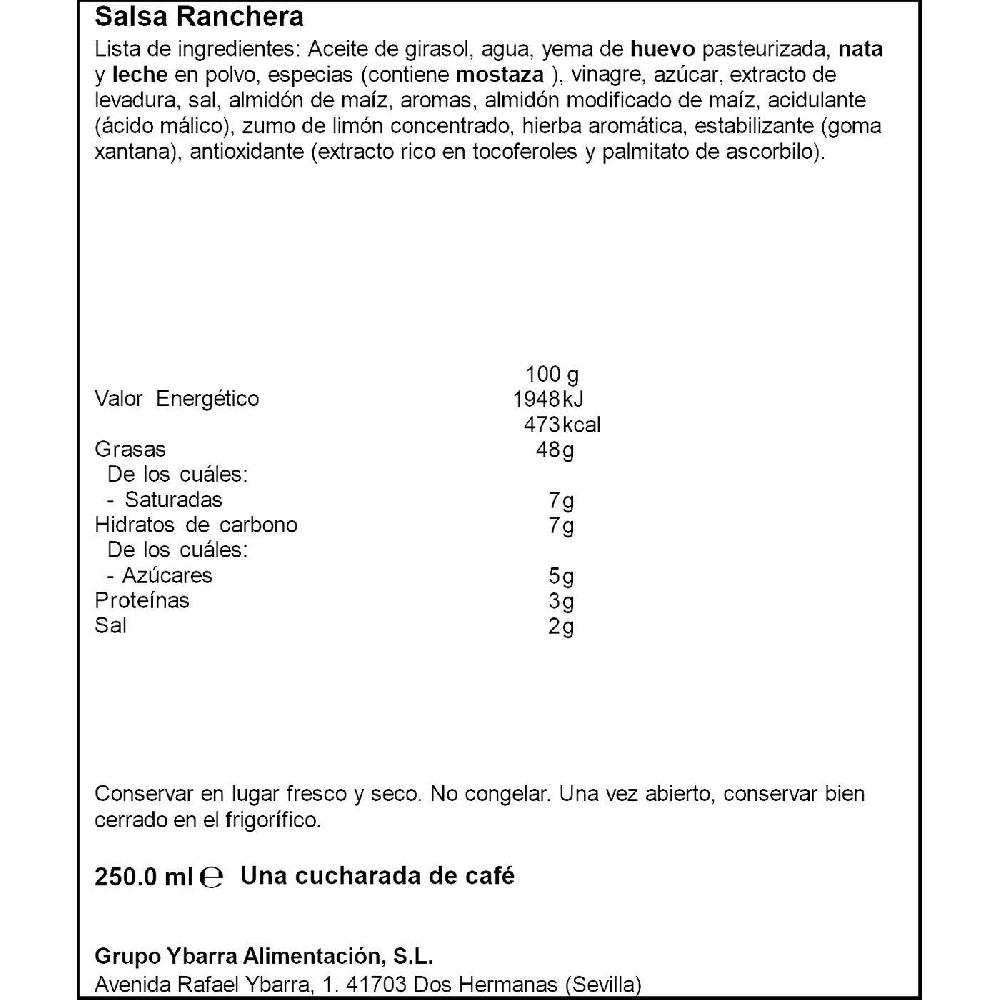Eroski Salsa Ranchera YBARRA Bocabajo 250 Ml
