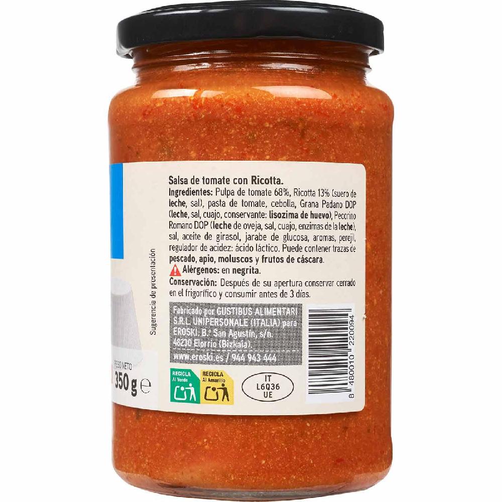 Eroski Salsa Ricotta EROSKI Frasco 350 G