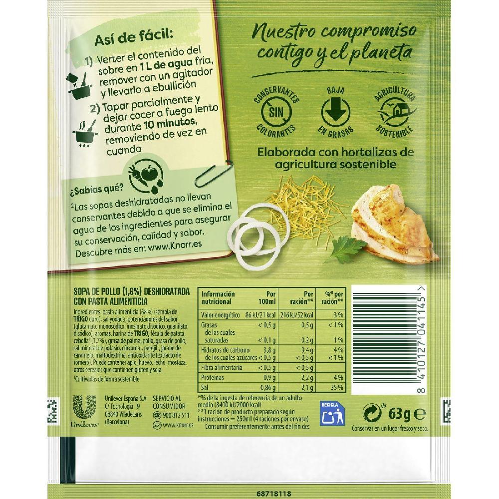 Eroski Sopa De Pollo Con Fideos KNORR Sobre 63 G