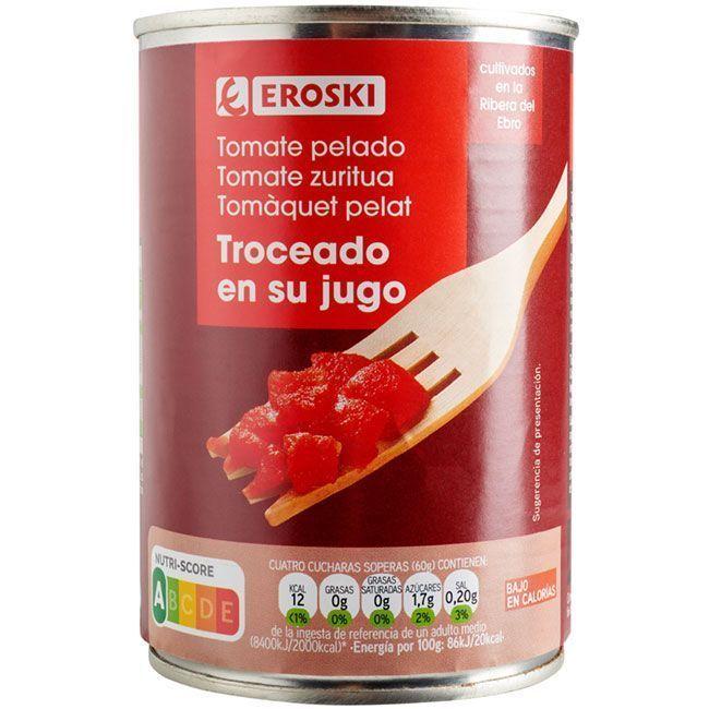 Eroski Tomate natural troceado EROSKI lata 390 g