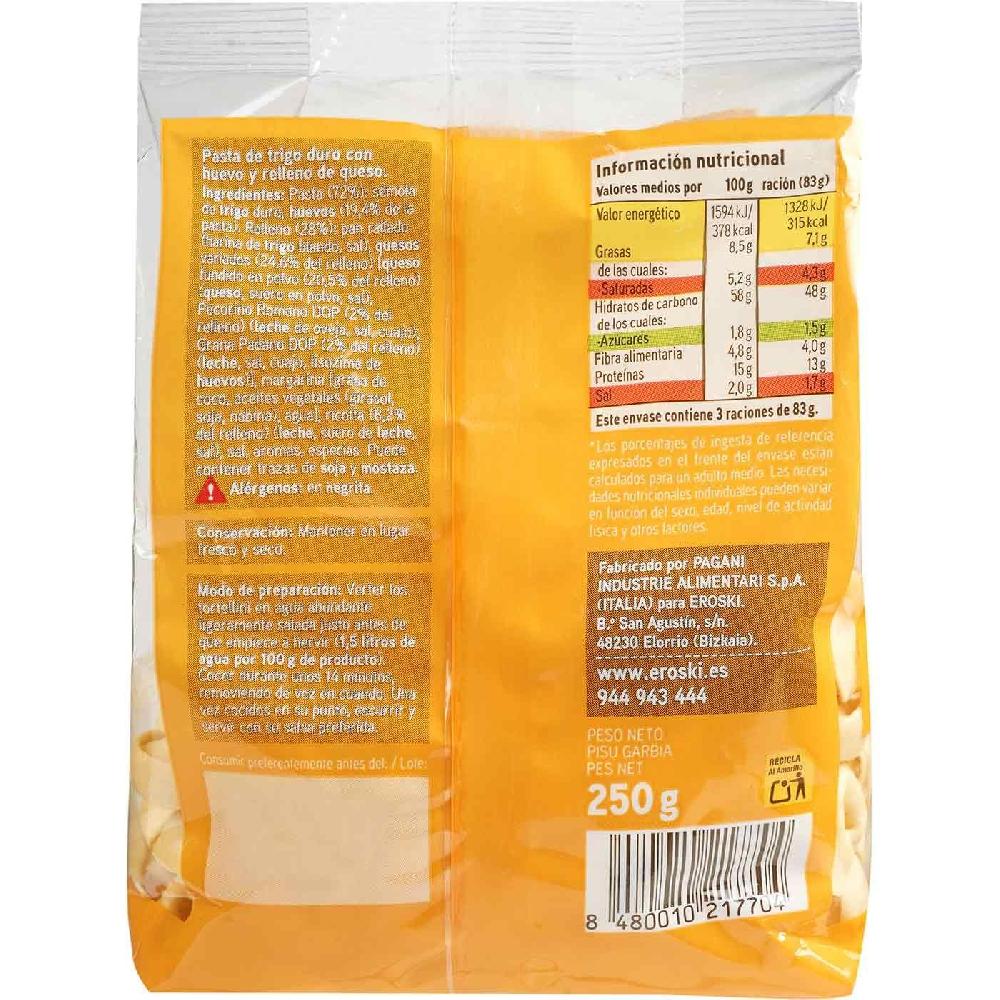 Eroski Tortellini Con Queso EROSKI Paquete 250 G