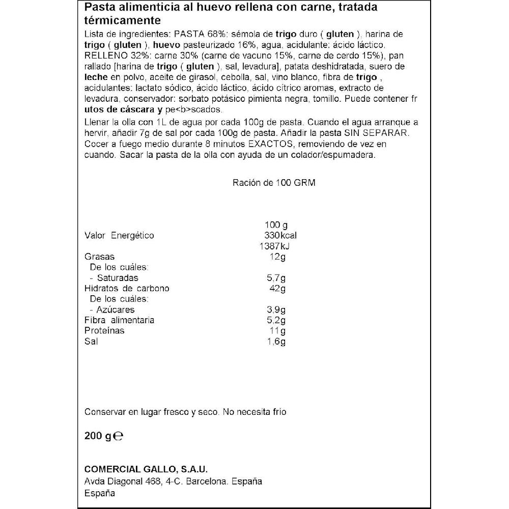 Eroski Tortelloni Con Carne GALLO Bandeja 200 G