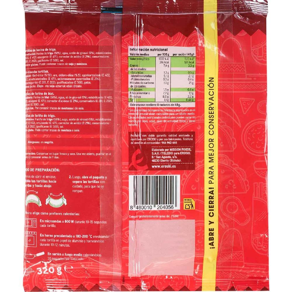 Eroski Tortillas De Trigo EROSKI Paquete 320 G