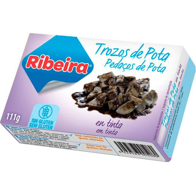 Eroski Trozos de pota en tinta RIBEIRA lata 111 g