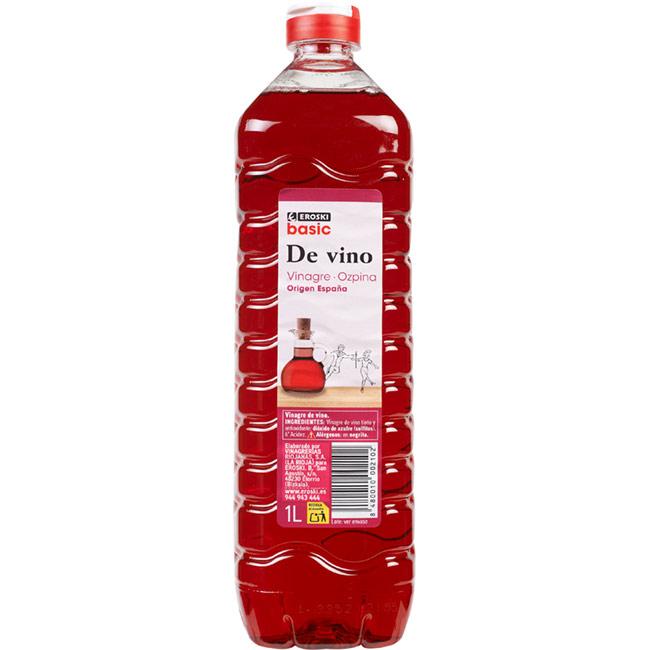 Eroski Vinagre rojo EROSKI basic botella 1 litro