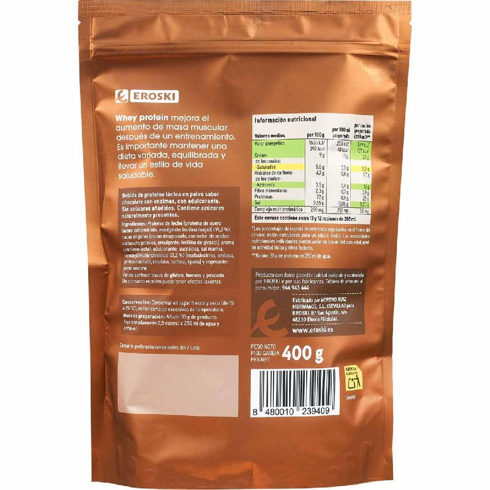 Eroski Whey Protein Sabor Cacao EROSKI Bolsa 400 G
