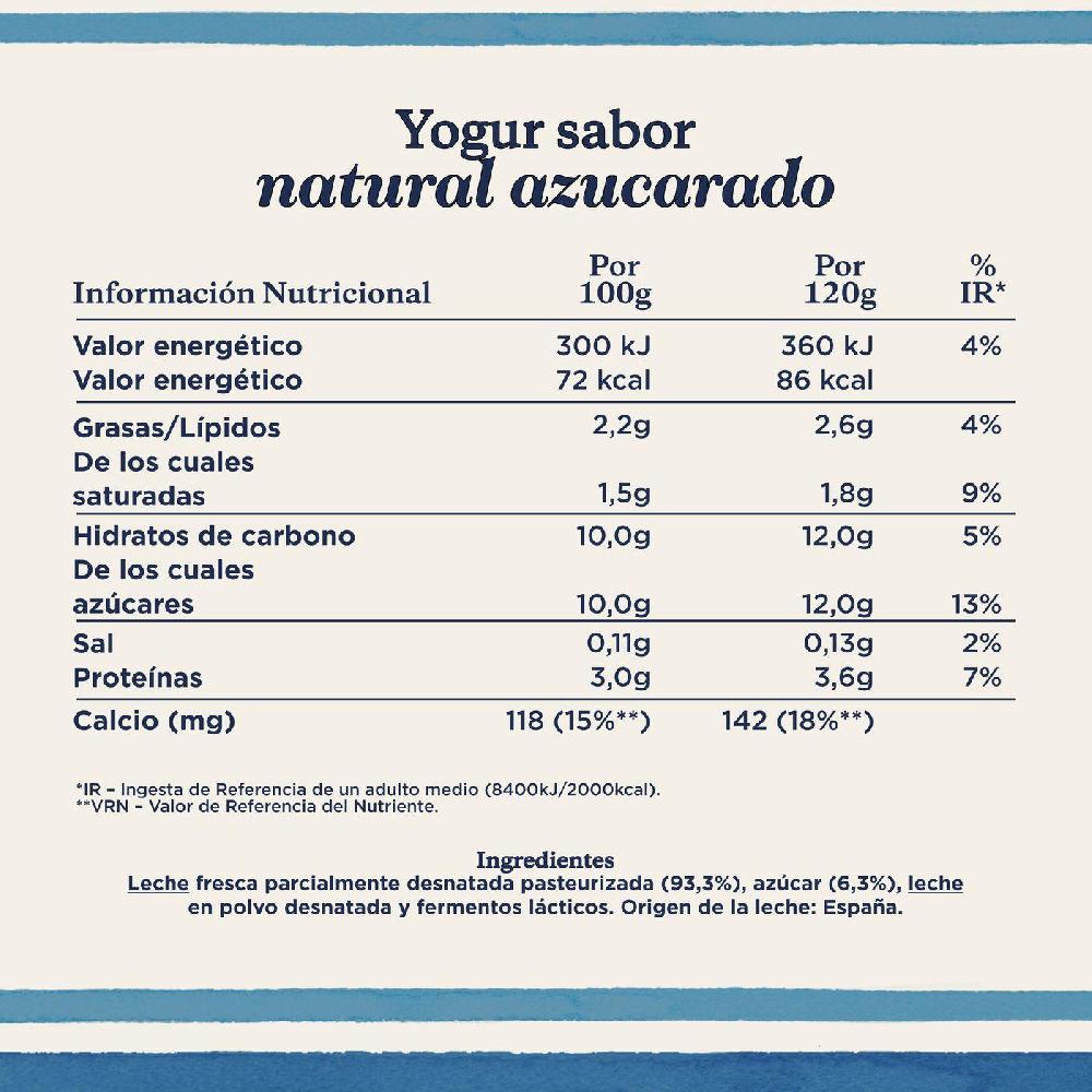Eroski Yogur Natural Azucarado DANONE Pack 4x120 G