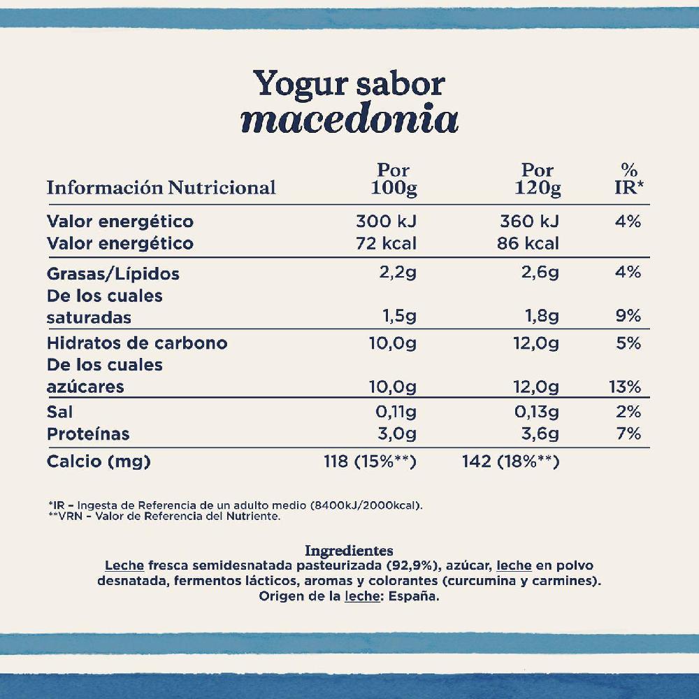 Eroski Yogur Sabor A Macedonia DANONE Pack 4x120 G