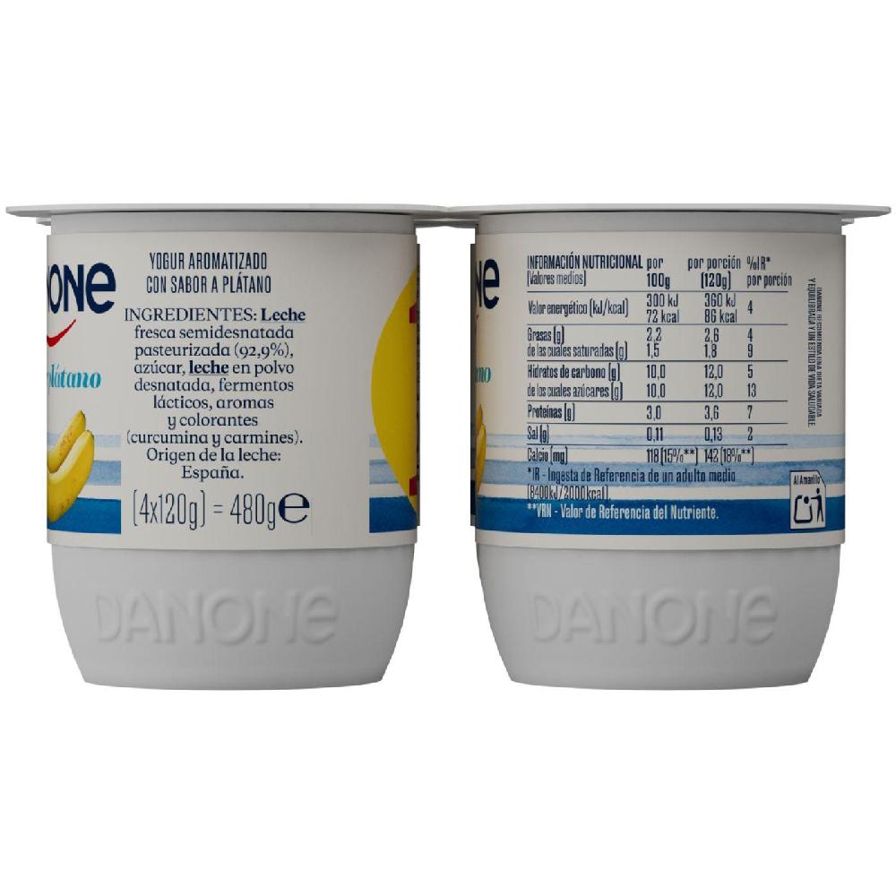 Eroski Yogur Sabor A Plátano DANONE Pack 4x120 G