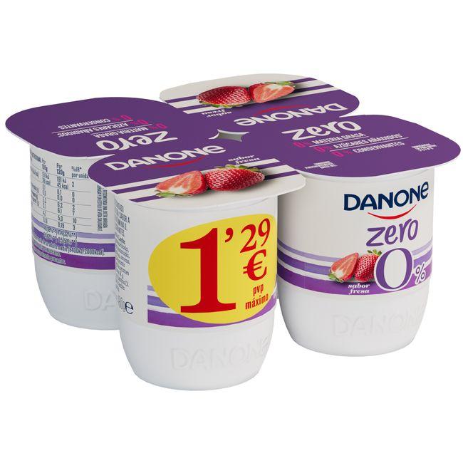 Eroski Yogur sabor fresa DANONE ZERO pack 4x120 g