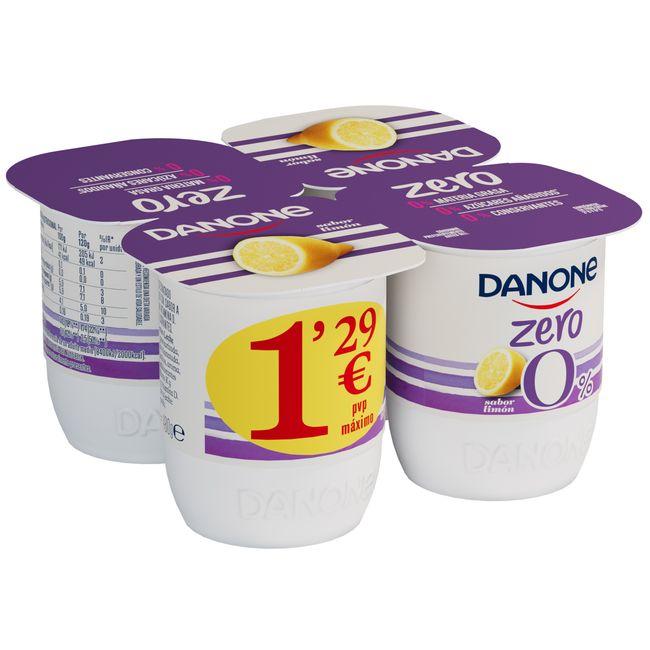 Eroski Yogur Sabor Limón DANONE ZERO Pack 4x120 G