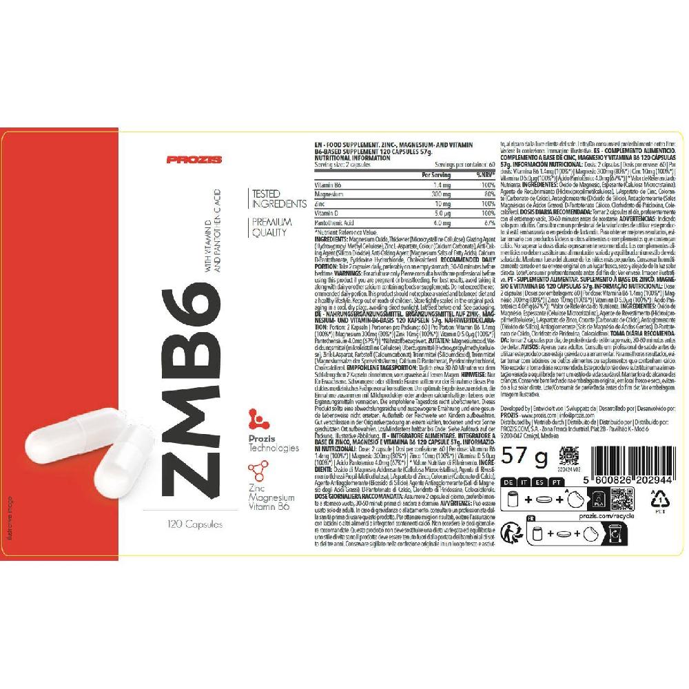 Eroski Zmb6 - Zinc + Magnesio+b6 PROZIS Bote 120 Uds