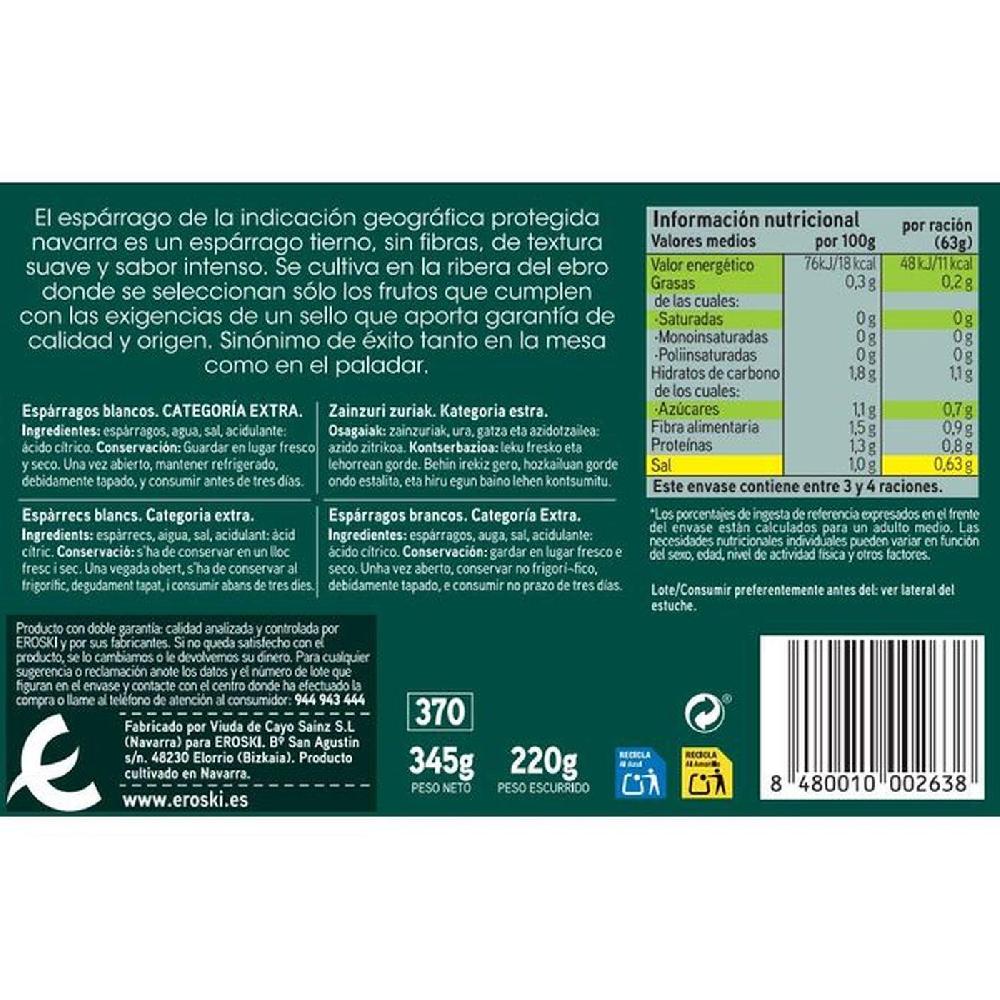 Eroski Espárrago Extra IGP Navarra 6/8 Piezas EROSKI Lata 220 G