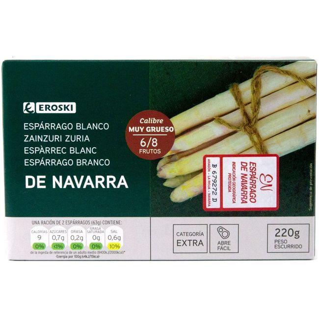Eroski Espárrago extra IGP Navarra 6/8 piezas EROSKI lata 220 g