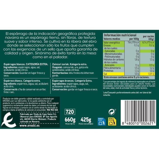 Eroski Espárrago Extra Muy Grueso I.G.P. 9/12 Piezas EROSKI Lata 425 G