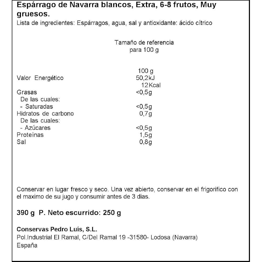 Eroski Esparrago Grueso IGP Navarra 6/8 Piezas PEDRO LUIS Lata 250 G