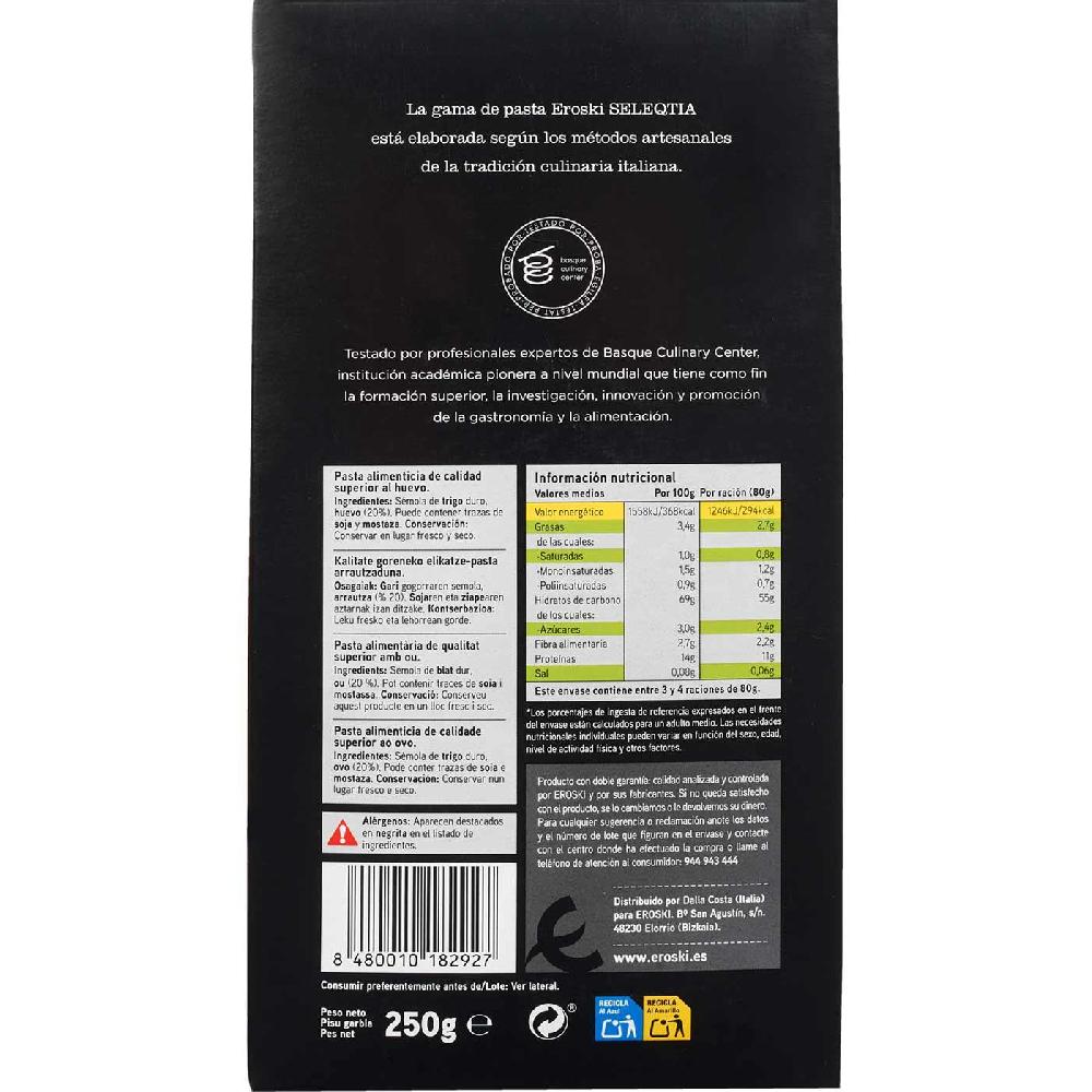 Eroski Fettuccine All'uovo EROSKI SELEQTIA Paquete 250 G