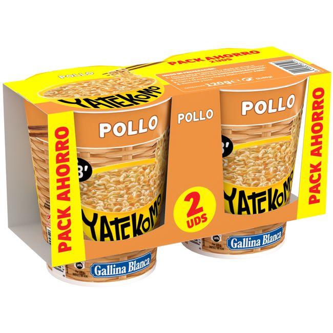 Eroski Fideos orientales de pollo YATEKOMO cup pack 2x60 g
