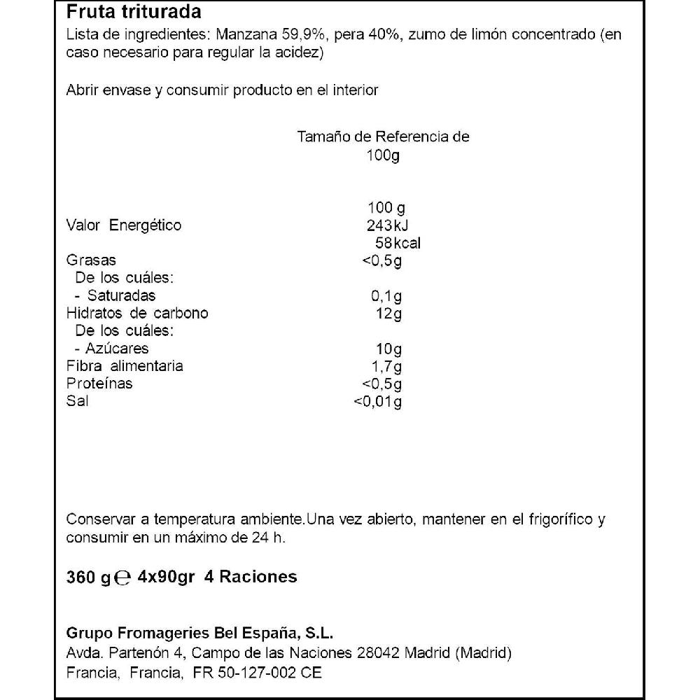 Eroski Fruta Triturada De Pera GOGO SQUEEZE Pack 4x90 G
