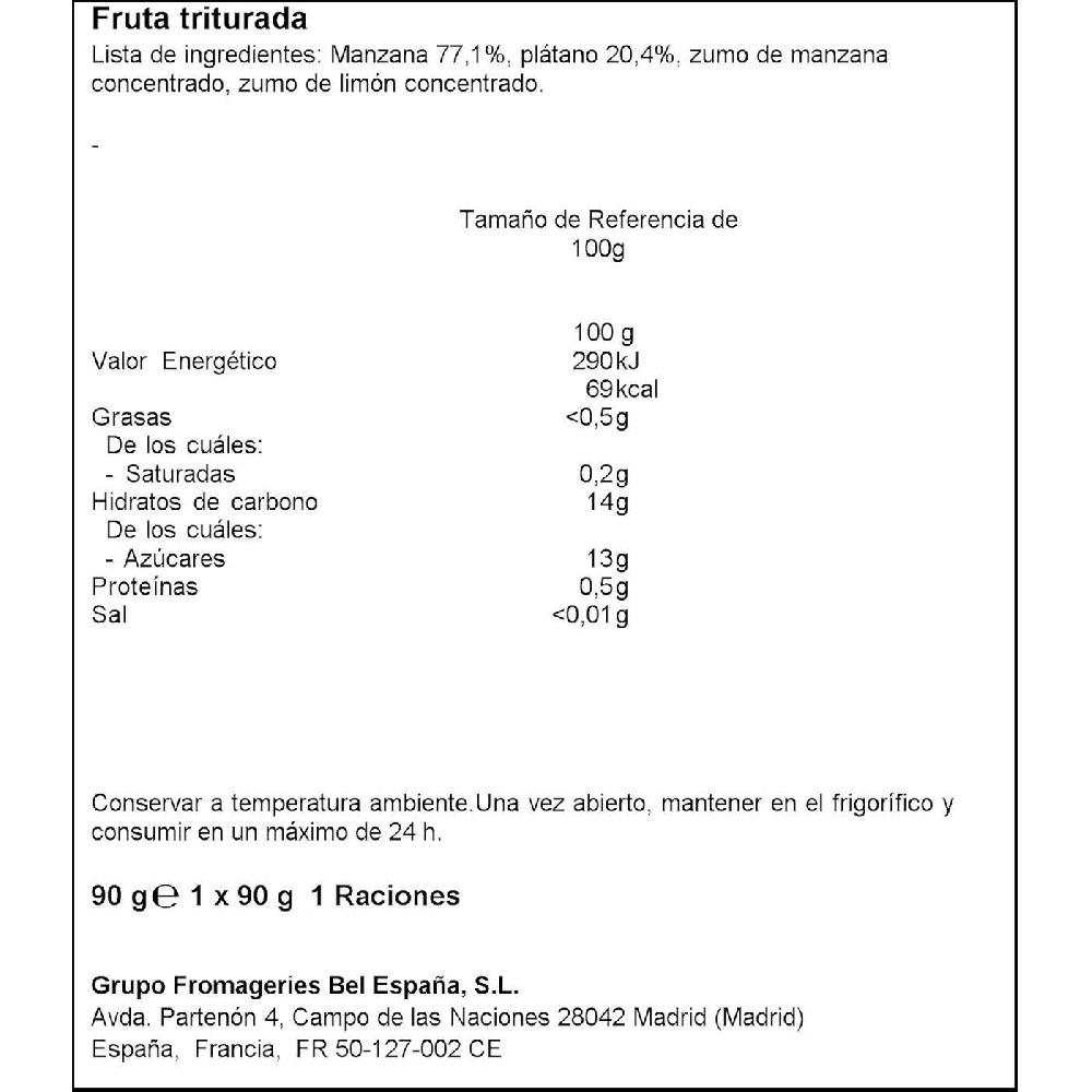 Eroski Fruta Triturada Manzana-plátano 100% GOGO SQUEEZ Doypack 90 G