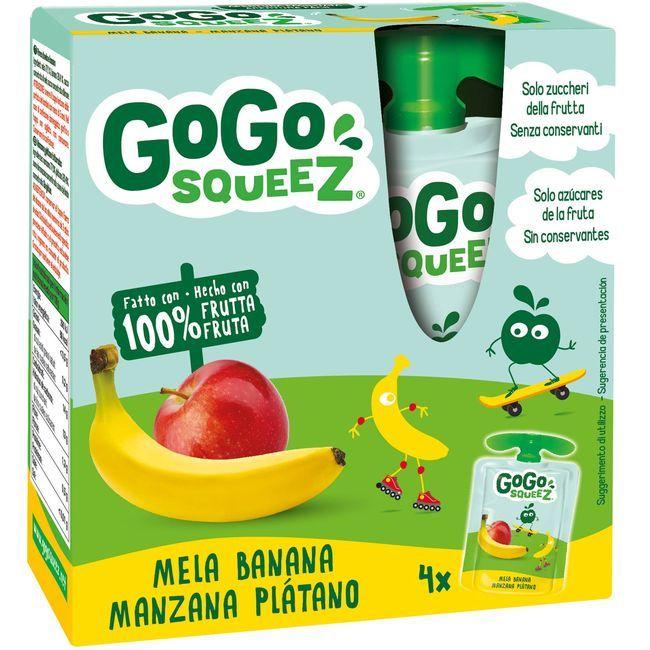 Eroski Fruta triturada manzana-plátano 100% GOGO SQUEEZ doypack 4x90 g