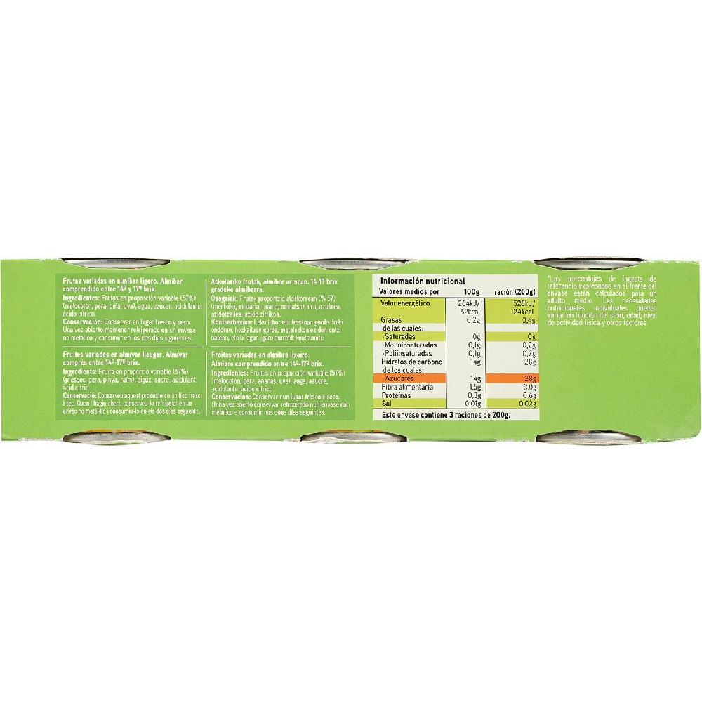 Eroski Frutas Variadas En Almíbar EROSKI Pack 3x115 G