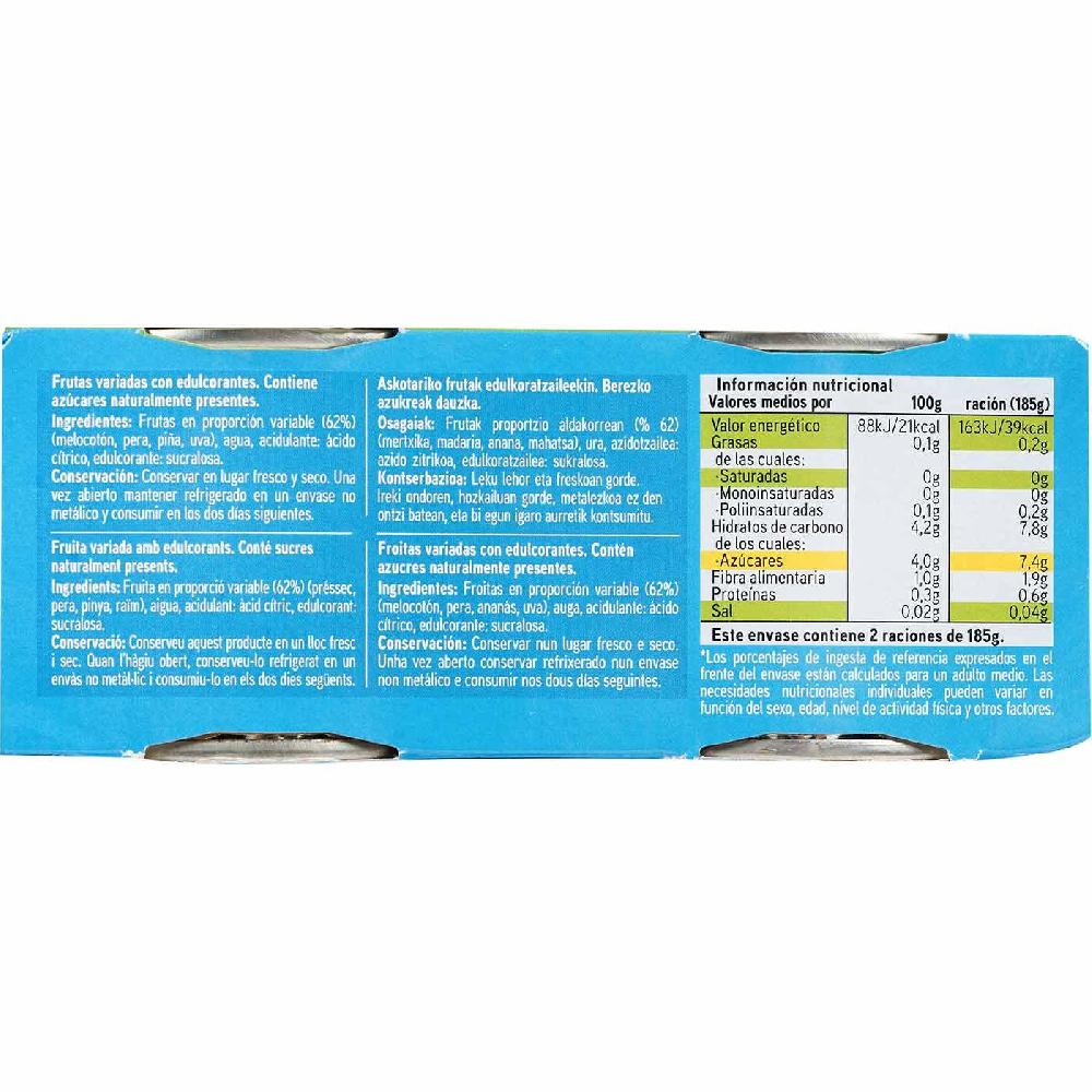 Eroski Frutas Variadas Sin Azúcar EROSKI Pack 2x115 G