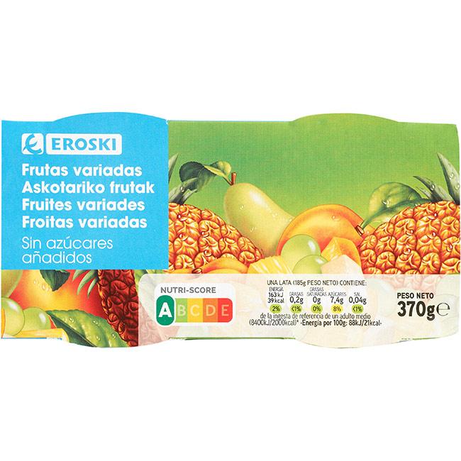 Eroski Frutas variadas sin azúcar EROSKI pack 2x115 g