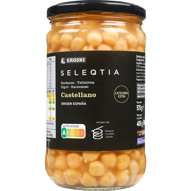 Eroski Garbanzo cocido Eroski SELEQTIA frasco 400 g