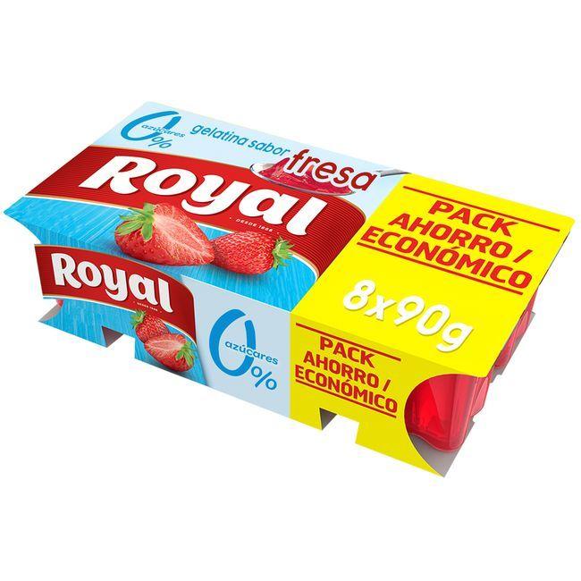 Eroski Gelatina refrigerada sabor fresa 0% ROYAL pack 8x90 g