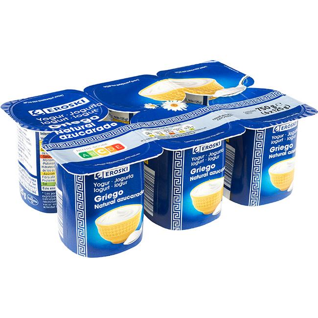 Eroski Griego natural azucarado EROSKI pack 6x125 g