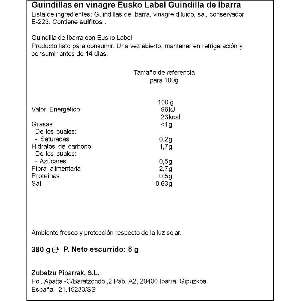 Eroski Guindilla De Ibarra Eusko Label ZUBELZU Frasco 155 G