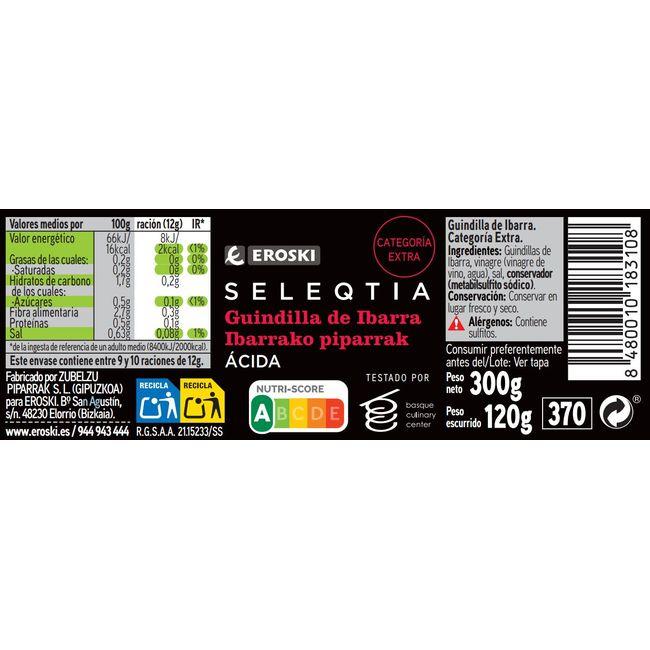 Eroski Guindillas De Ibarra Eroski SELEQTIA Frasco 120 G