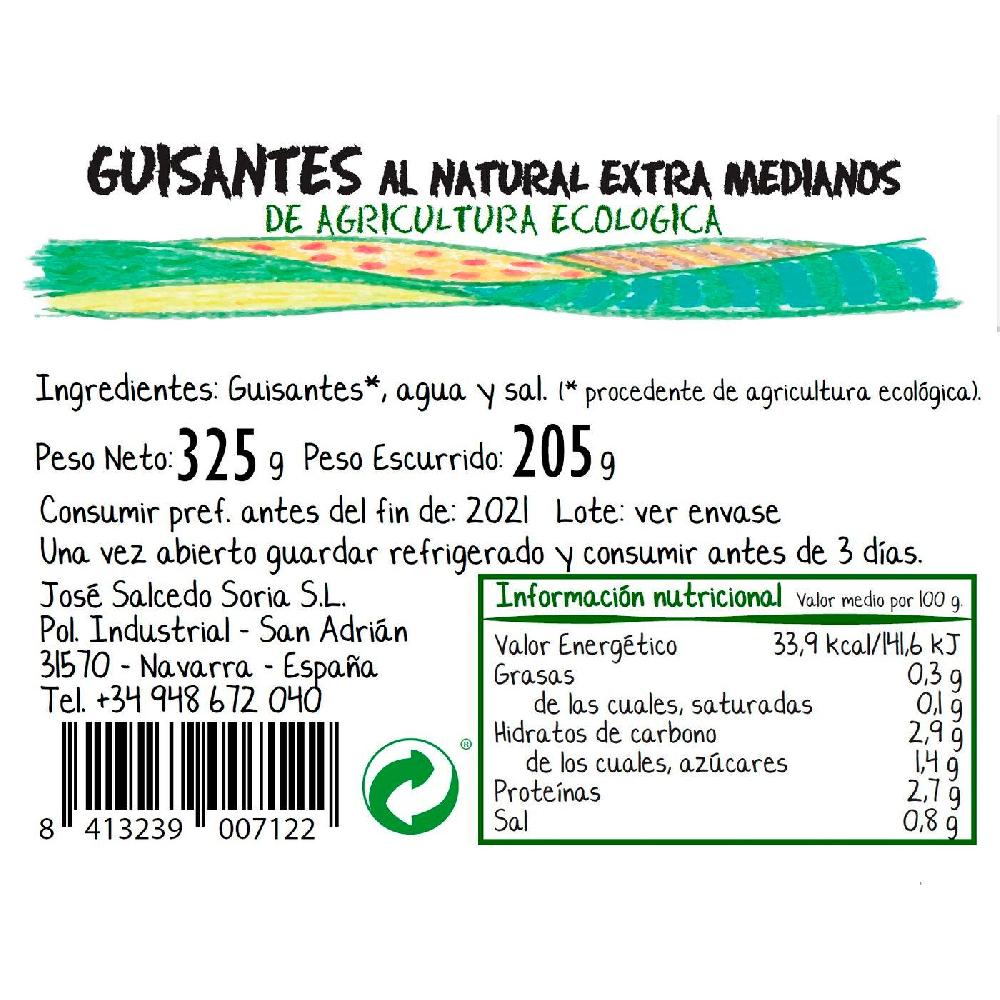 Eroski Guisantes Naturales Ecológicos AUZOLAN Frasco 205 G