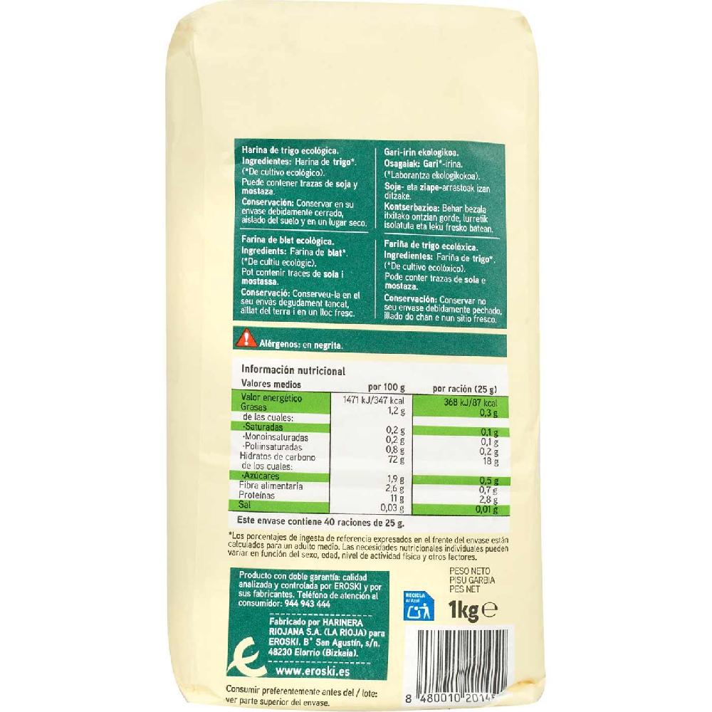 Eroski Harina De Trigo Ecológica EROSKI BIO/ECO Paquete 1 Kg