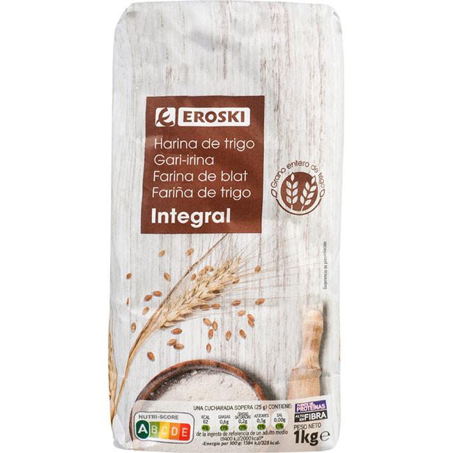 Eroski Harina de trigo integral EROSKI paquete 1 kg