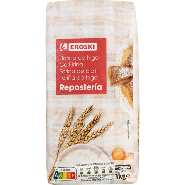 Eroski Harina de trigo para repostería EROSKI paquete 1 kg